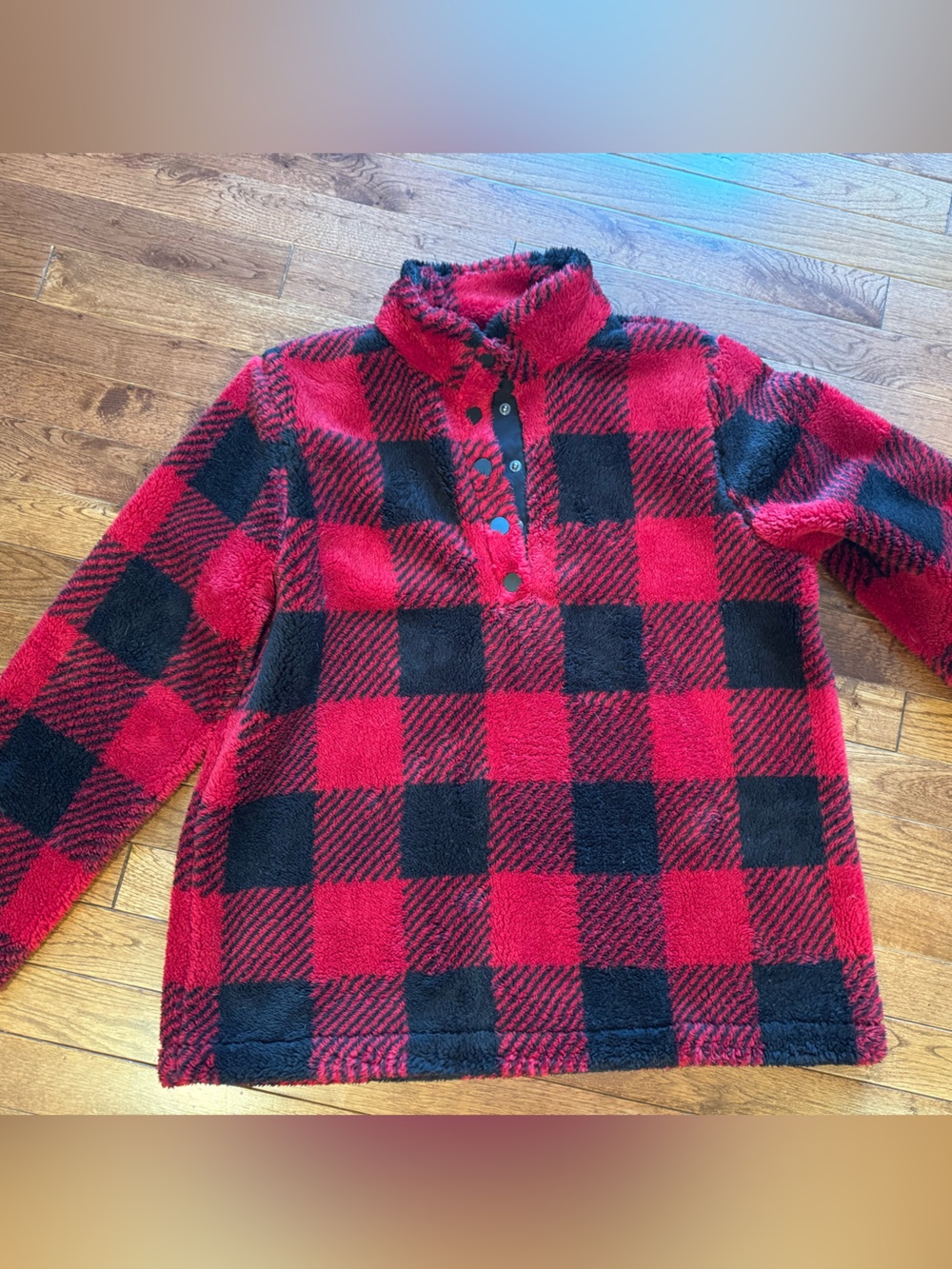 J Jill | Red and Black Buffalo Plaid Fleece Pullover
